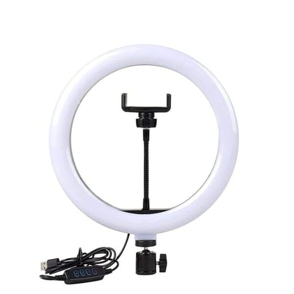 LED Ring Light, 10 Inch, White, Dimmable, 3 Level Brightness, for Vlogging