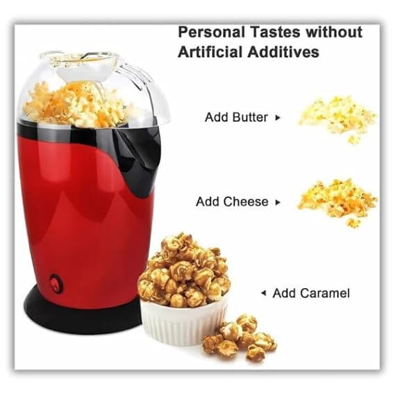 Electric Popcorn Maker Hot Air Popper Machine, Oil-Free, for Home Use