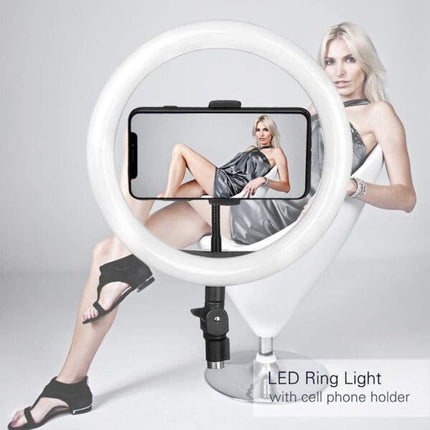 LED Ring Light, 10 Inch, White, Dimmable, 3 Level Brightness, for Vlogging
