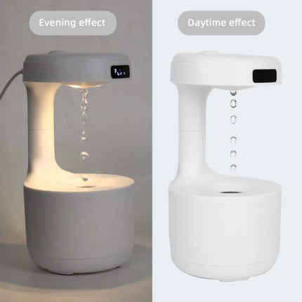 Anti-Gravity Water Droplet Humidifier, 800ml, Cool Mist, with Night Light, Auto-Shut Off, 2 Modes, Quiet Essential Oil Diffuser, for Home and Office, White