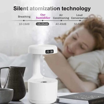 Anti-Gravity Water Droplet Humidifier, 800ml, Cool Mist, with Night Light, Auto-Shut Off, 2 Modes, Quiet Essential Oil Diffuser, for Home and Office, White