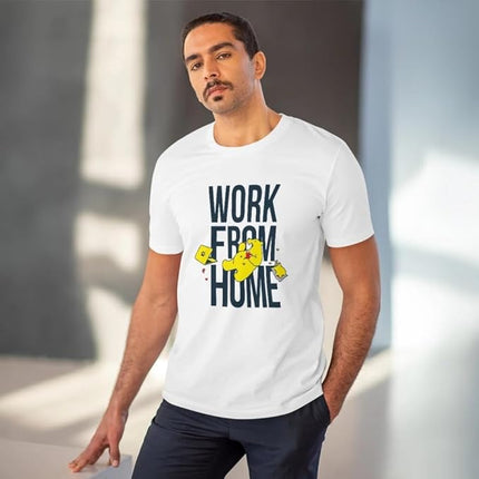 Men's PC Cotton Printed T-Shirt, White, 180GSM, Work from Home Design, Casual Wear