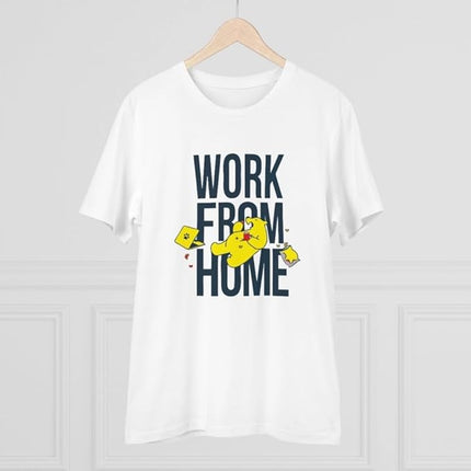 Men's PC Cotton Printed T-Shirt, White, 180GSM, Work from Home Design, Casual Wear