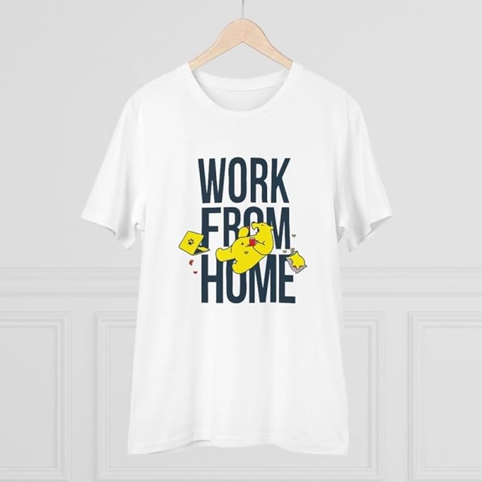 Men's PC Cotton Printed T-Shirt, White, 180GSM, Work from Home Design, Casual Wear