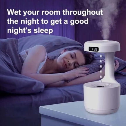 Anti-Gravity Water Droplet Humidifier, 800ml, Cool Mist, with Night Light, Auto-Shut Off, 2 Modes, Quiet Essential Oil Diffuser, for Home and Office, White