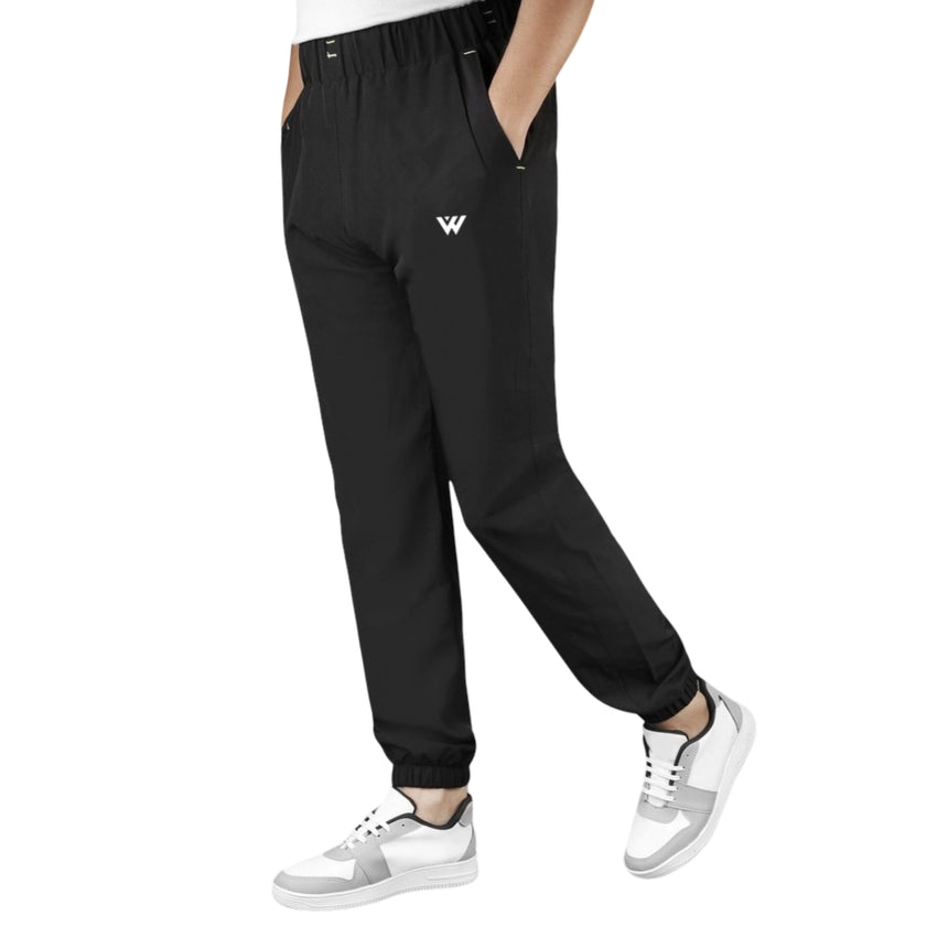 Men's Polyester Solid Track Pant, Lower, Black