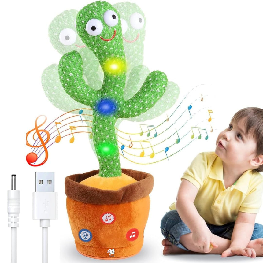 Rechargeable Talking Cactus Toy, Dancing, Singing, Recording, Repeats What You Say, Funny Educational Toy for Kids