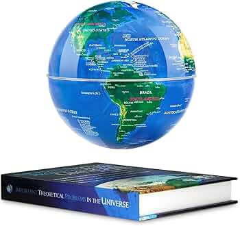 Quikokart Magnetic Levitation Floating Globe With Rotating Book Base - Desk Bookshelf Showcase Decoration for Home, Office, Classroom, Shop - Gradient Night Light Color
