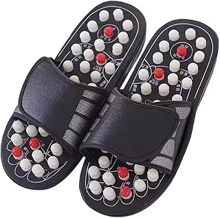 Magnetic Slippers for Men and Women, Foot Massager for Blood Circulation, Black, Rubber, Size 6