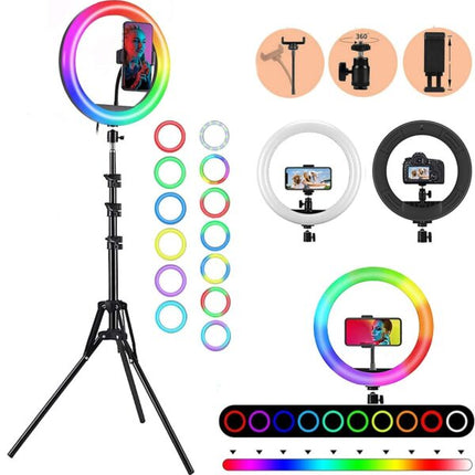RGB Ring Light, 10 Inch, with 7 Feet Tripod Stand for Phone, Colour Lighting
