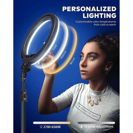 LED Ring Light, 10-Inch, with 7 Ft. Adjustable Tripod Stand, for Photography and Video