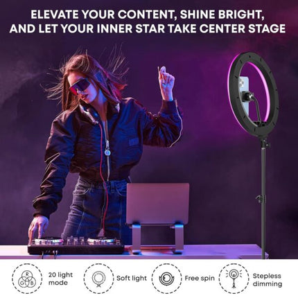 RGB Ring Light, 10 Inch, with 7 Feet Tripod Stand for Phone, Colour Lighting