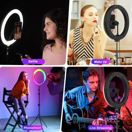RGB Ring Light, 10 Inch, with 7 Feet Tripod Stand for Phone, Colour Lighting