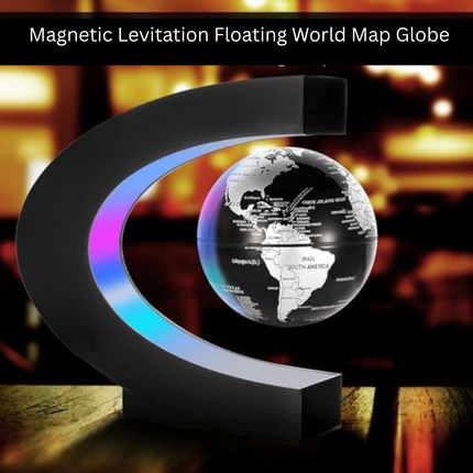 Magnetic Levitation Floating World Map Globe with C Shape Base, Best Business Men Gift, Floating Globe with LED Lights, Fathers Students Teacher Birthday Gift