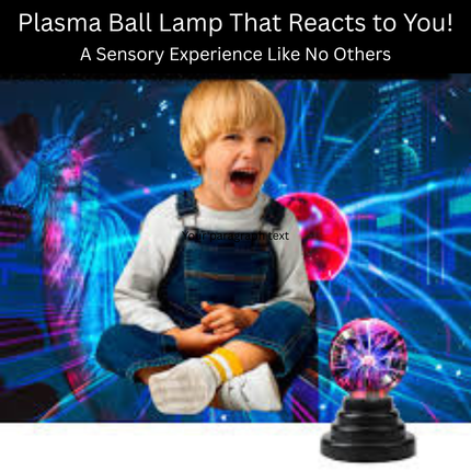 Plasma Ball Touch Sensitive Lamp with Black Base, 3 Inch Glass Sphere, 6 Inch Height