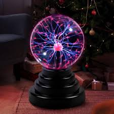 Plasma Ball Touch Sensitive Lamp with Black Base, 3 Inch Glass Sphere, 6 Inch Height