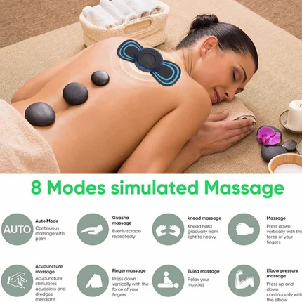 Mini Massager for Pain Relief, Portable Electric Body Massager Machine, EMS Muscle Stimulator, Butterfly Shape, for Back Neck Shoulder